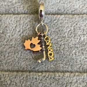 Tri Tone Canada Hockey Charm